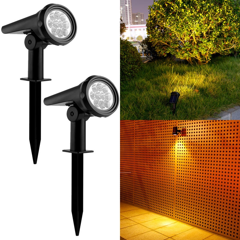 Zestaw 2 lamp solarnych do ogrodu, lampy do trawnika, lampy do ogrodu krajobrazowego, 10 LED [ciepłe światło z trzema poziomami]