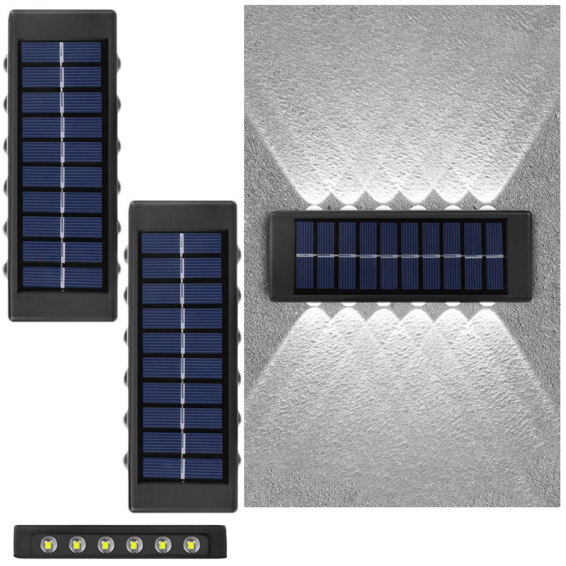 Lampy solarne 12 LED, szczelność IP65, idealne do schodów, dziedzińców i werand (białe światło - zestaw 2 szt.)