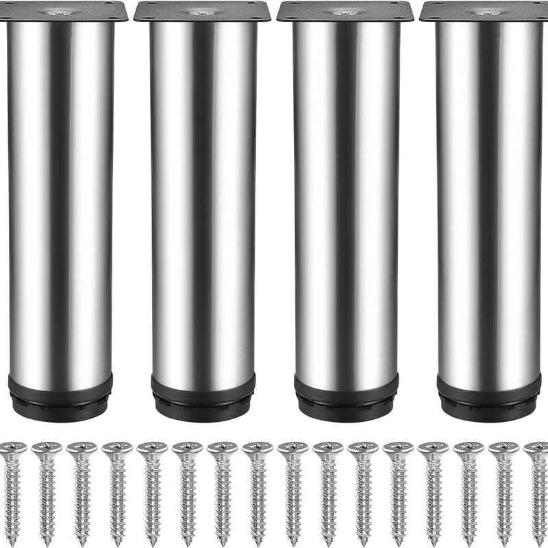 4 nogi - 50X200MM z stali nierdzewnej, metalowe nogi stołowe, nogi wsparcia dla szafy, regulowane nogi meblowe
