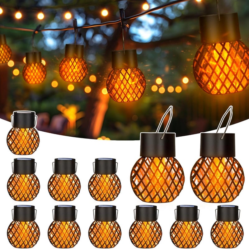 Zestaw 12 lamp solarnych do użytku zewnętrznego, wiszące lampy solarne do dekoracji świątecznej, lampy solarne wodoodporne do ogrodzenia.