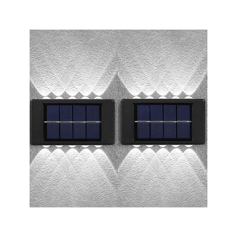 2 szt. reflektor solarny podwójny, lampy słoneczne na ścianę - 10 LED, białe światło, IP65, do wejścia/alejki ogrodowej