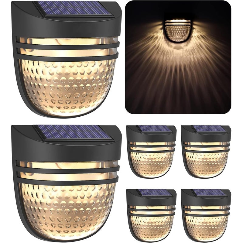 Zestaw 6 lamp solarnych do ogrodu, lampy ogrodowe na płot z trybem pulsacyjnym/stałym, lampy solarne montowane na ścianie.