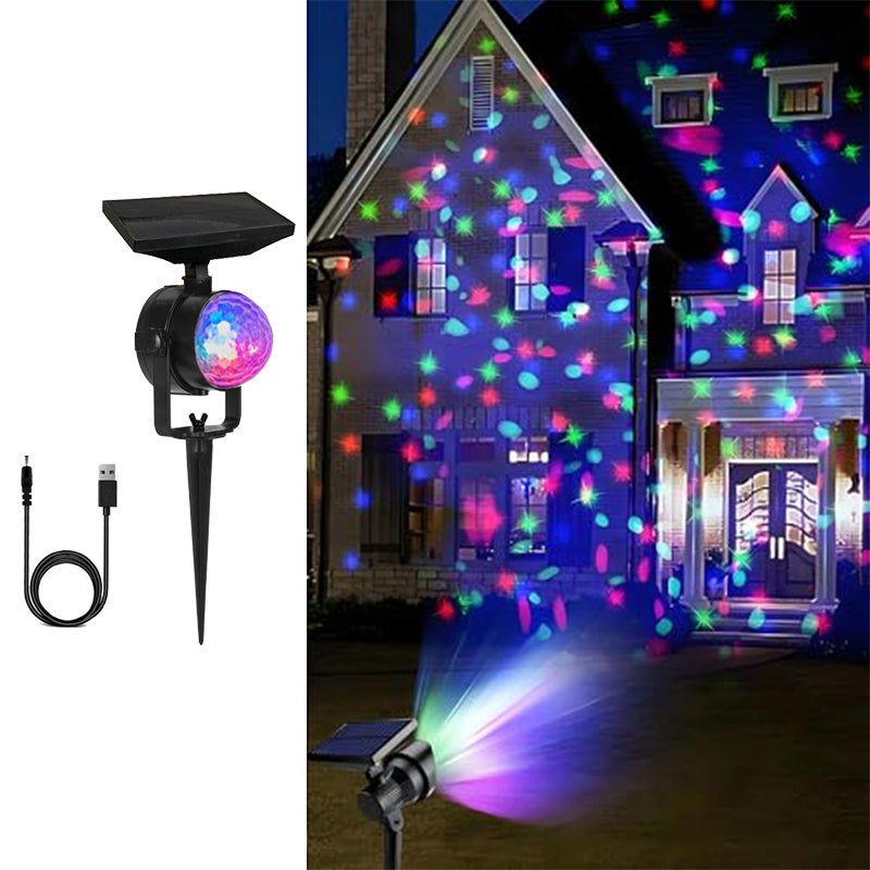 Solarny projektor LED do użytku zewnętrznego, kolorowe światło solarne, dekoracyjne światło na Boże Narodzenie, światło RGB