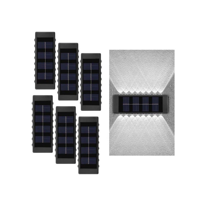 6x Solar Wall Spot - 16 LED, Ścienne, Biała lampa, Podwójna projekcja góra/dół, Automatyczne włączanie/wyłączanie, Do schodów/ogrodów