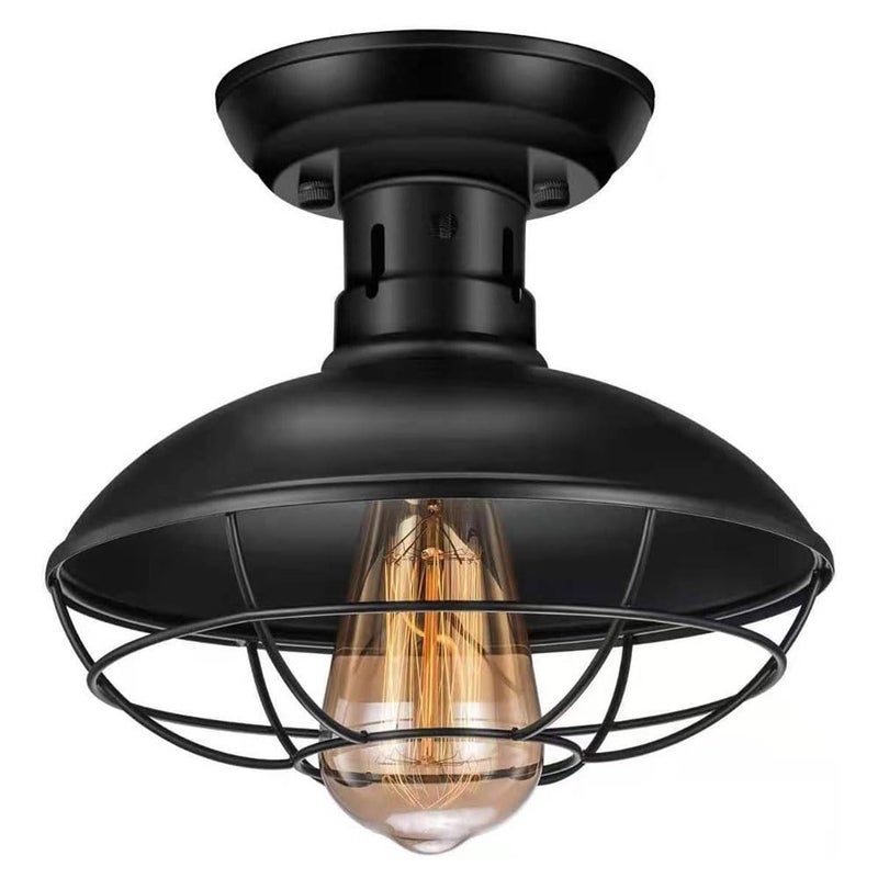 Industrialny sufitowy lampy w stylu retro z siatki metalowej, prosty i nowoczesny sufitowy, czarny, światło ciepłe, 220 V, E27