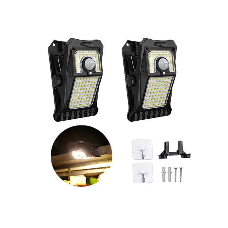 Lampy solarne zewnętrzne, 2 sztuki, lampy na klipsy, lampy LED, lampy na klipsy do ogrodzenia i domu, ciepłe światło
