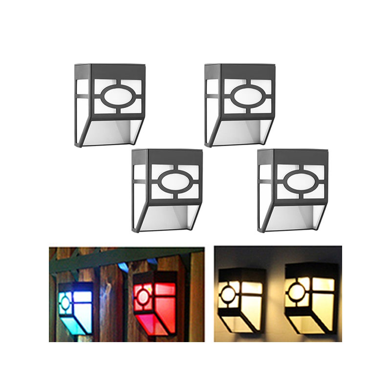 Lampy solarne do ogrodu na taras, lampy LED do ogrodzenia, ozdobne lampy solarne, światło ciepłe + światło kolorowe, 4 sztuki
