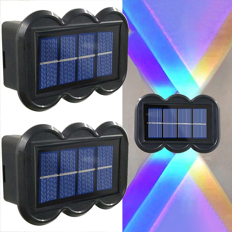 Lampy solarne do ogrodu, zestaw 2 lamp ściennych solarnych działających od zmierzchu do świtu, wodoodporne lampy ścienne solarne, kolor
