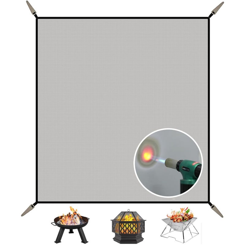 Ogniotrwała mata do grilla, mata ochronna na trawnik (srebro 100×120cm)