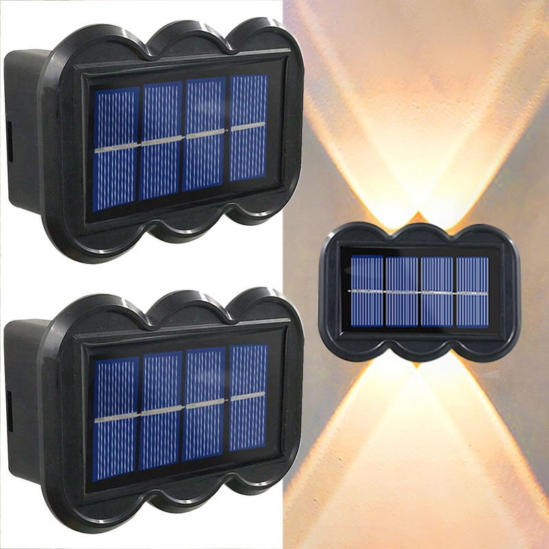 Lampy solarne do użytku zewnętrznego, zestaw 2 solarów ściennych od zmierzchu do świtu, wodoodporne lampy solarne do ogrodu