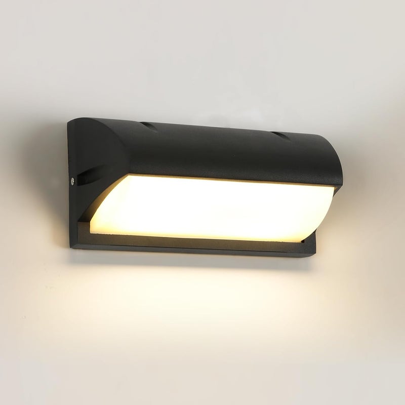 Nowoczesna zewnętrzna lampa LED, ścienna lampa aluminiowa IP65 wodoodporna, do ogrodu, na ścieżki, korytarze, ciepłe białe światło 18W.