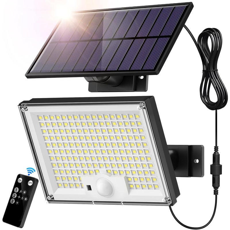 1 szt. Lampy solarne z czujnikiem ruchu, reflektor słoneczny 172 LED z pilotem, wodoodporne oświetlenie bezpieczeństwa słonecznego do użytku zewnętrzn