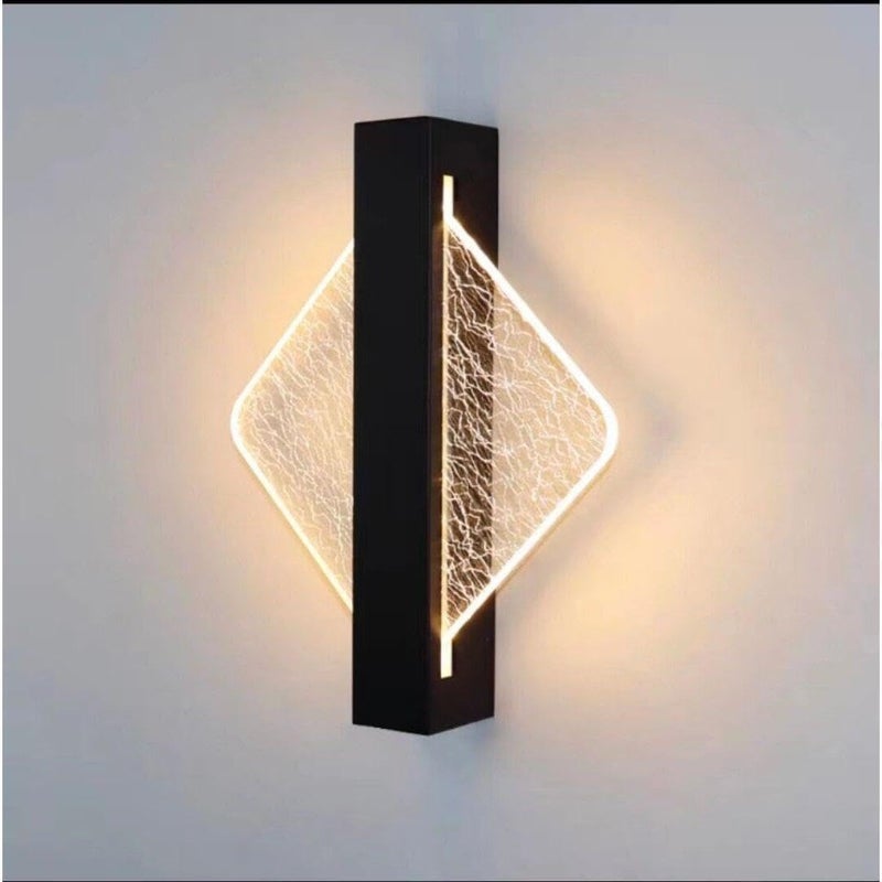 Czarna kwadratowa lampa ścienna LED, przewód srebrny akrylowy, lampa ścienna do wnętrz, nowoczesny design, ciepła biel, dekoracyjna, lampka nocna 8 W