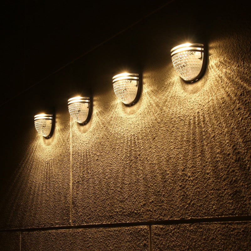 Lampy solarne do ogrodzenia, lampy ścienne solarne, lampy solarne z czujnikiem dziennym/nocnym, na zewnątrz do ogrodu, ścieżki, schody, 4 sztuki