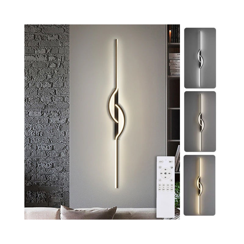Regulowana lampa LED na ścianę z pilotem, lampa nocna, lampa wewnętrzna, sufitowa, 3 temperatury barwowe (60 cm)