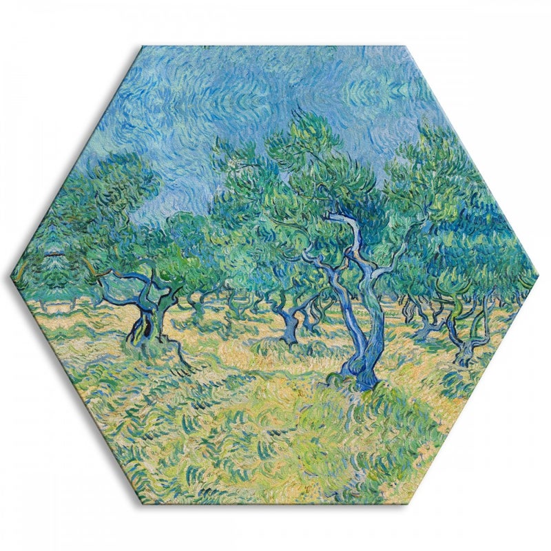 VAN GOGH - DRZEWA OLIWNE - Płótno sześciokątne - Obraz wydrukowany na płótnie i oprawiony w ramę PCV o wymiarach 120x20 cm