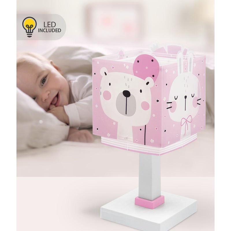 Lampka nocna LED Baby Jungle - Zwierzęta Leśne dla dzieci różowa