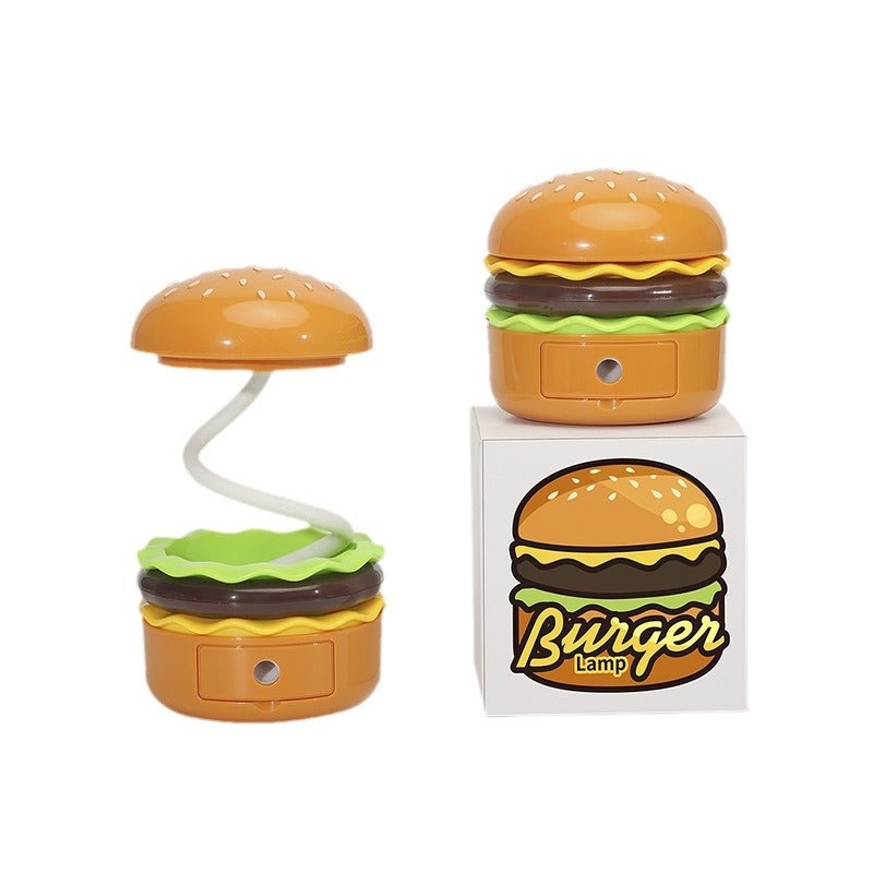 Lampka nocna Hamburger, kreatywna mini lampka biurkowa z wbudowaną temperówką, lampka nocna ładowana przez USB