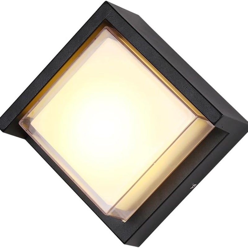 Futurystyczna lampa ścienna LED 12 W, nowoczesna i prosta, matowa czarna, do korytarza, schodów, ogrodów (ciepłe światło 3000 K, duży rozmiar).