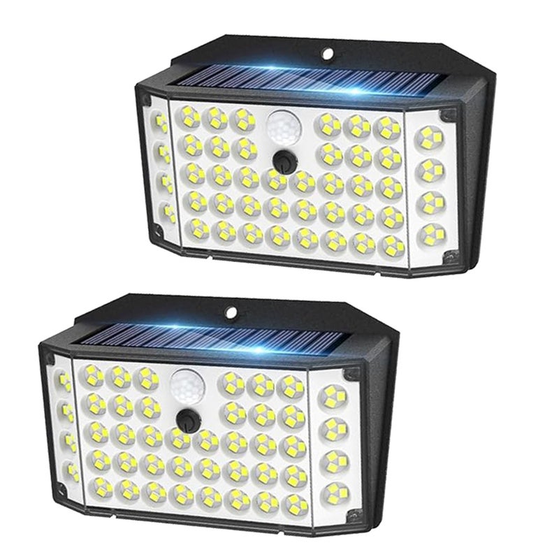 2 sztuki zewnętrznej lampy solarnej IP65 wodoodpornej, czujnik ruchu, 132LED, 3 tryby oświetlenia do ogrodu, patio, korytarza
