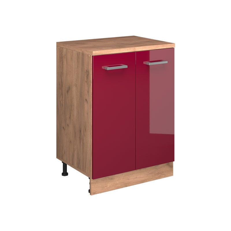 Vicco Kuchenna szafka pod skos R-Line, Czerwony połysk, 60 cm bez skosu z 2 drzwiami