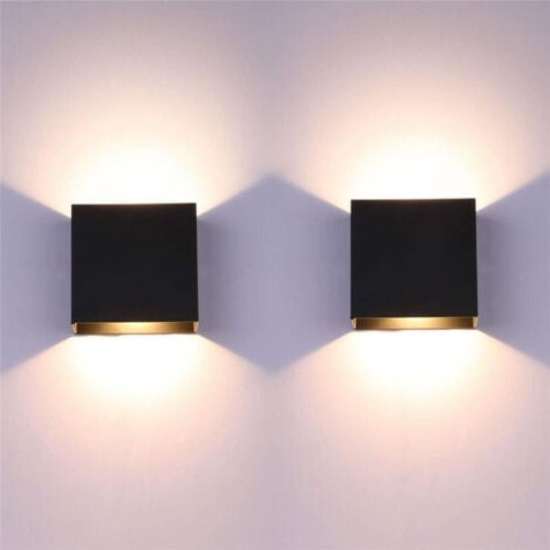 Lampa ścienna LED 6W w zestawie 2 sztuki, 10x10x10cm, dekoracyjna, w ciepłym białym kolorze, do sypialni, korytarza, salonu w kolorze czarnym