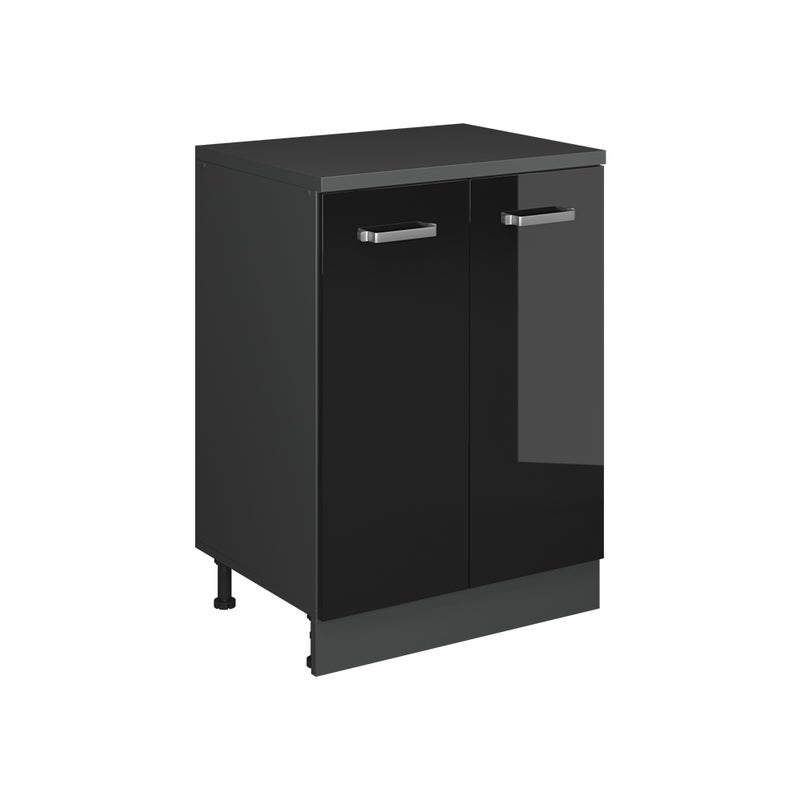 Vicco Kuchenna szafka pod skos R-Line, Czarny połysk, 60 cm bez skosu z 2 drzwiami