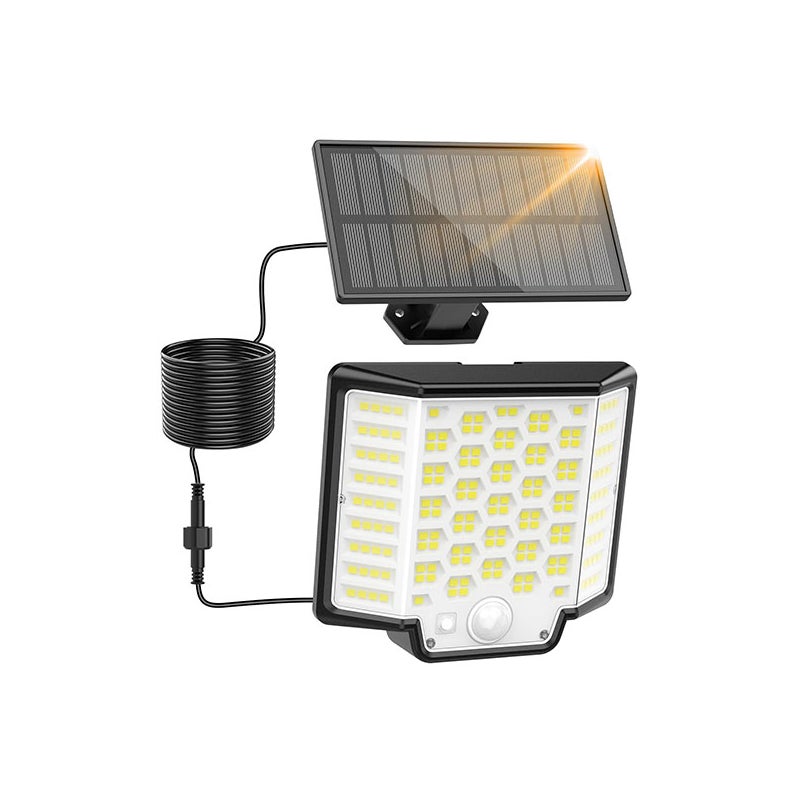 1* Lampa Solarna Zewnętrzna [186 LED], 3 Tryby Oświetlenia Solarnego z Czujnikiem Ruchu, do Ogrodu, Garażu, Patio