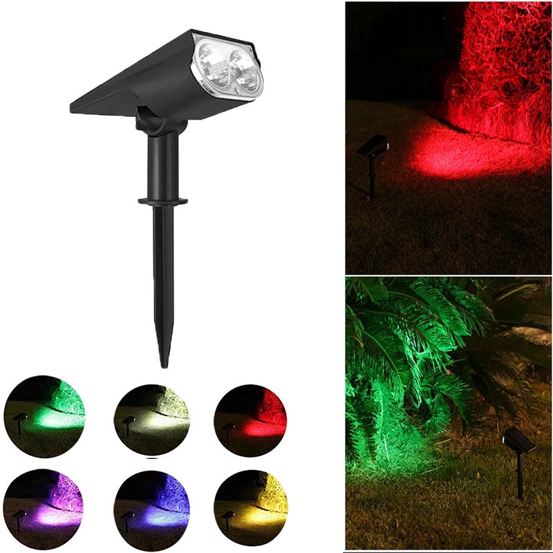 Lampa solarna zewnętrzna, regulowany projektor solarny wodoodporny IP65, lampa do ogrodu solarna, kolor RGB