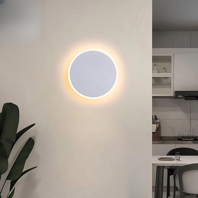 Prosta, okrągła lampa LED o nordyckim stylu z dotykowym włącznikiem, 20 cm (biała) zmiana światła w trzech kolorach.