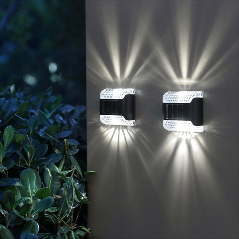 Lampy solarne do użytku zewnętrznego, wodoodporne lampy solarne IP65, inteligentna kontrola światła, białe światło (4 sztuki).