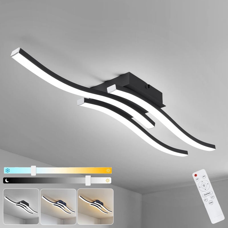 Lampa sufitowa LED z regulacją jasności, żyrandol LED niskiego zużycia energii, kinkiet o falistym designie, zawieszenie, 3 temperatury barwowe, 52 cm