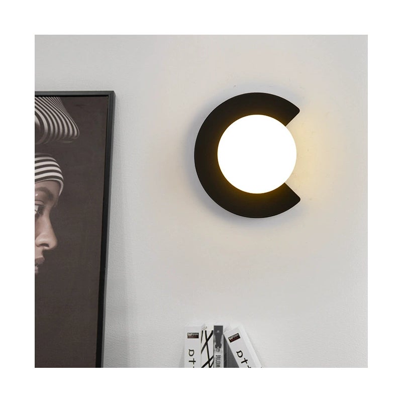 Kinkiet, kreatywna lampa nocna, lampa ścienna LED z żarówką, nowoczesna lampa sufitowa, 20 x 20 cm, Czarna (ciepłe białe światło)