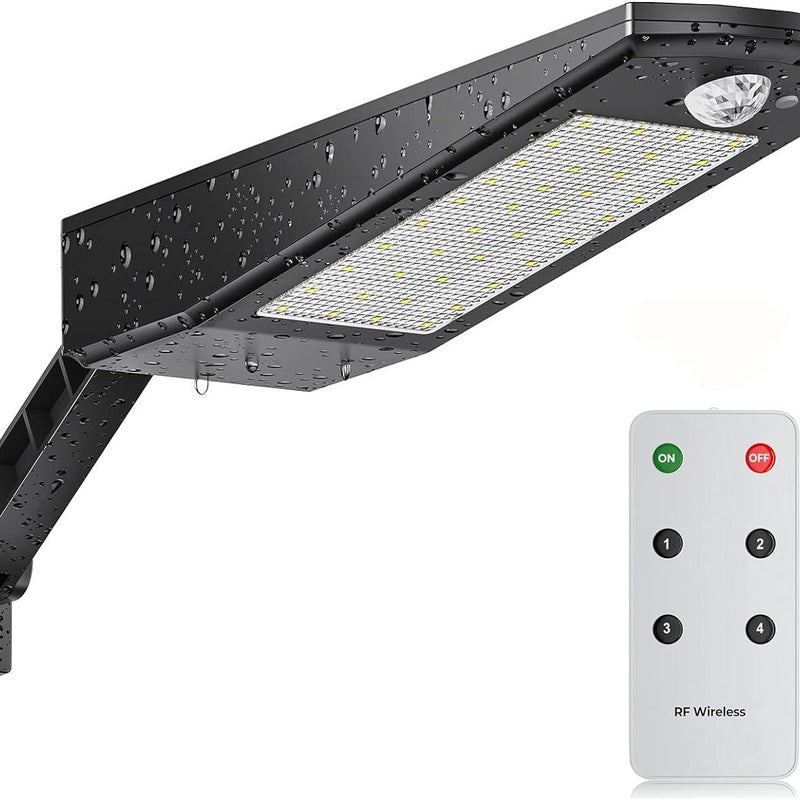 48 LED 4500mAh Lampa Słoneczna 900lm IP65 Wodoodporna Lampa Zewnętrzna Czarna z regulowanym uchwytem i pilotem (Białe światło)