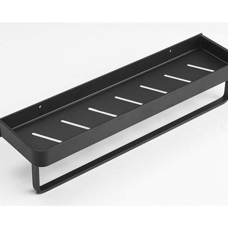 Wieszak na ręczniki, półka na płytki z uchwytem i zamontowany na ścianie, z solidnego aluminium z wykończeniem matowym czarnym, 30 cm
