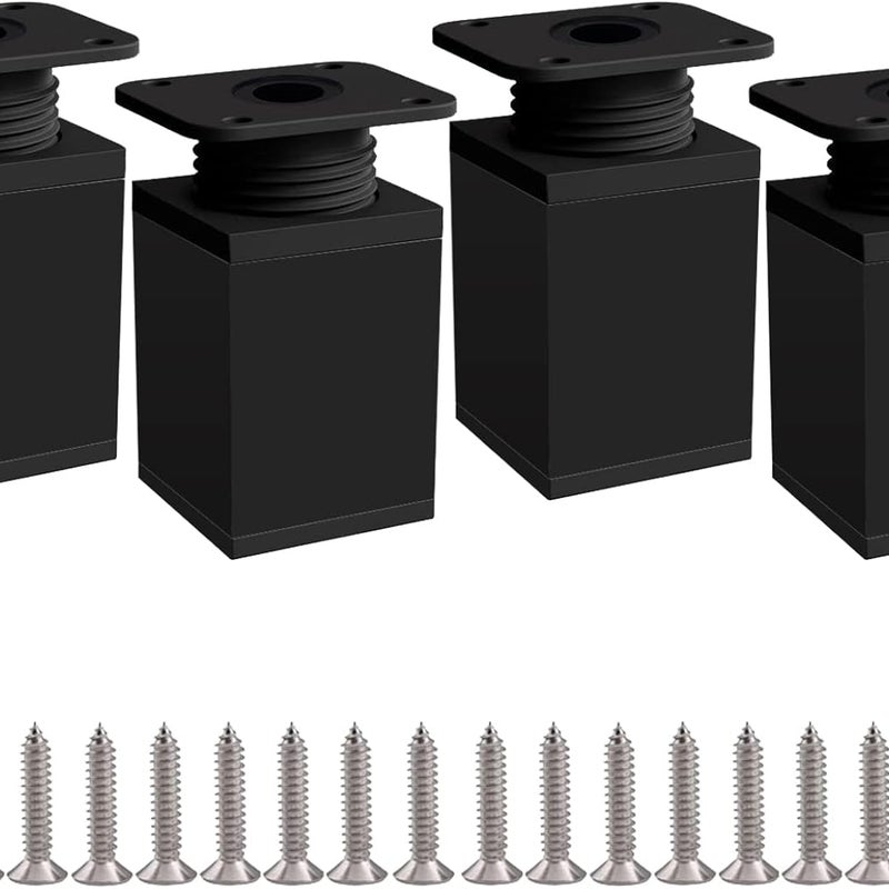 Czarne regulowane nogi meblowe, nogi szafki 4 sztuki wysokość regulowana 50 mm 0-20 mm nogi stołowe z aluminium do biura, sofy meblowej