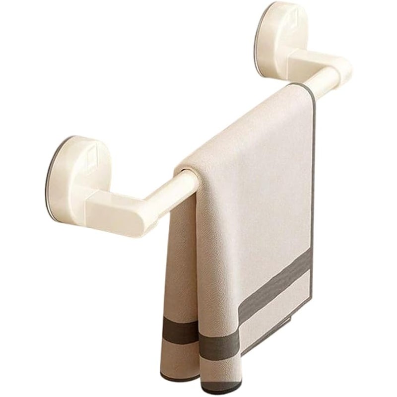 Minimalistyczny wieszak na ręczniki, 50 cm, montowany na ścianie, z przyssawkami, nowoczesny design wnętrz (kremowo-biały)