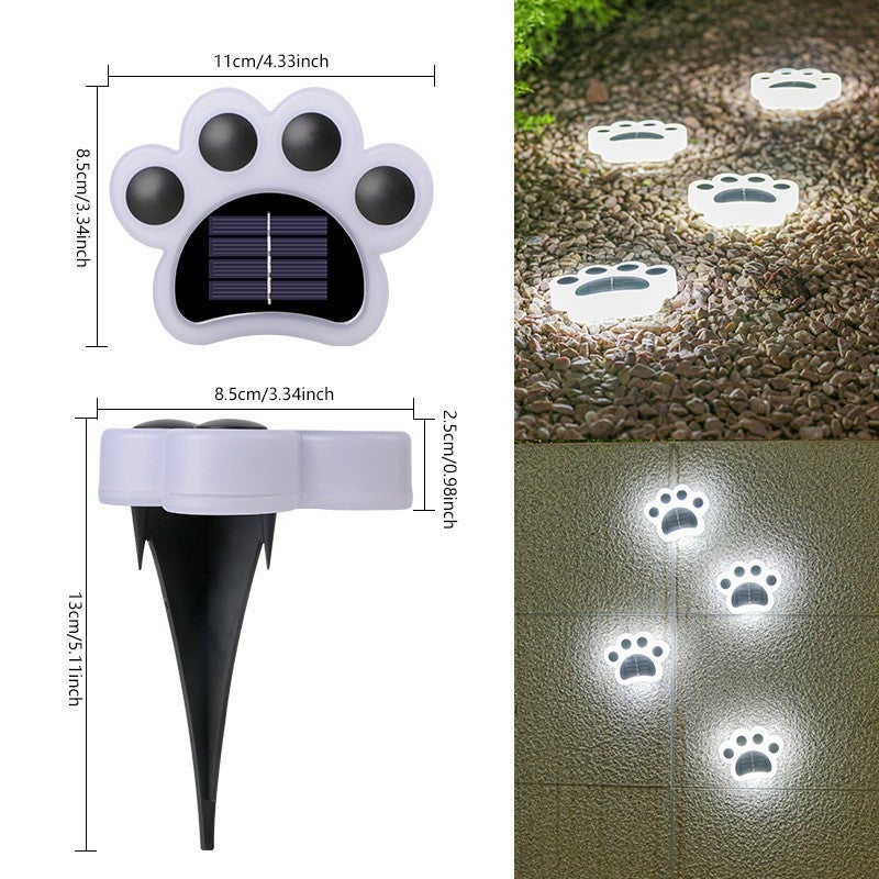 Lampy solarne do trawników, lampy ogrodowe, wpuszczane lampy LED, lampy w kształcie kociej łapki (białe światło) 4 sztuki