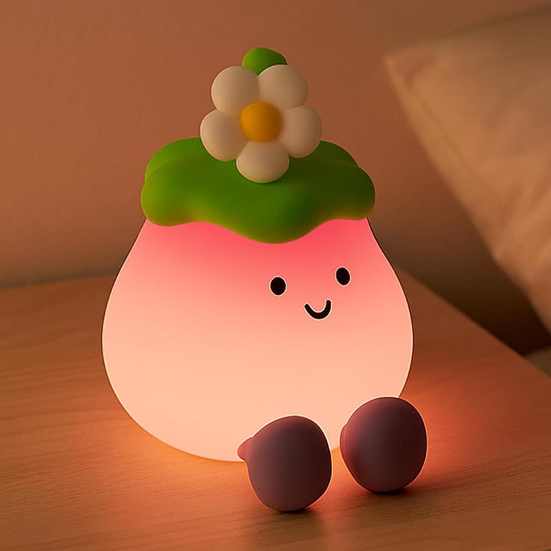 Nocna lampka silikonowa w kształcie bakłażana ze zmieniającym się kolorem, ładowalna lampka nocna LED, dekoracja pokoju dziecięcego.