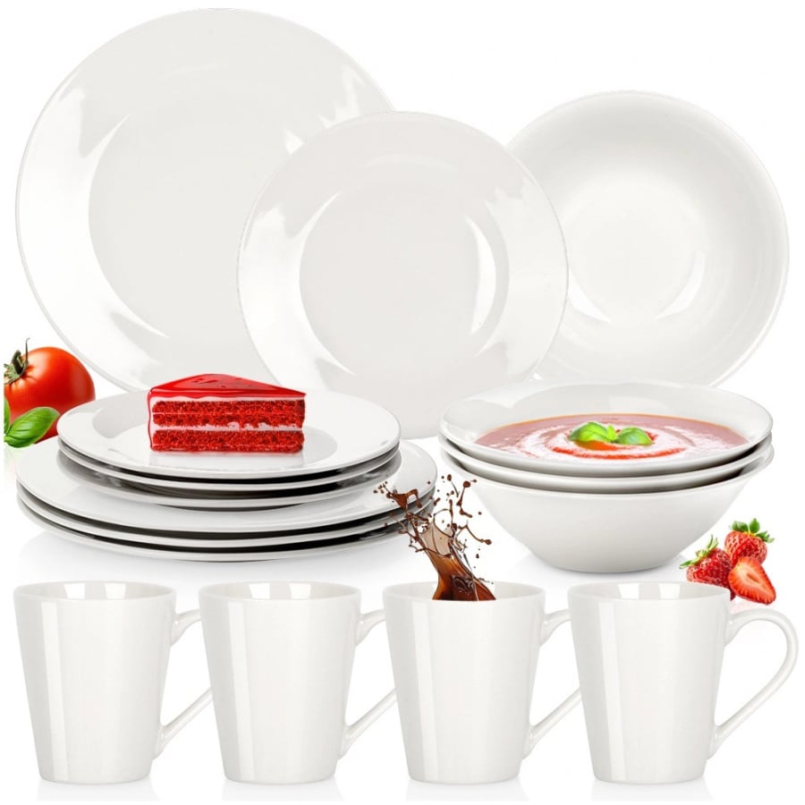 Zestaw serwis obiadowy porcelanowy biały 16 el. O-139846