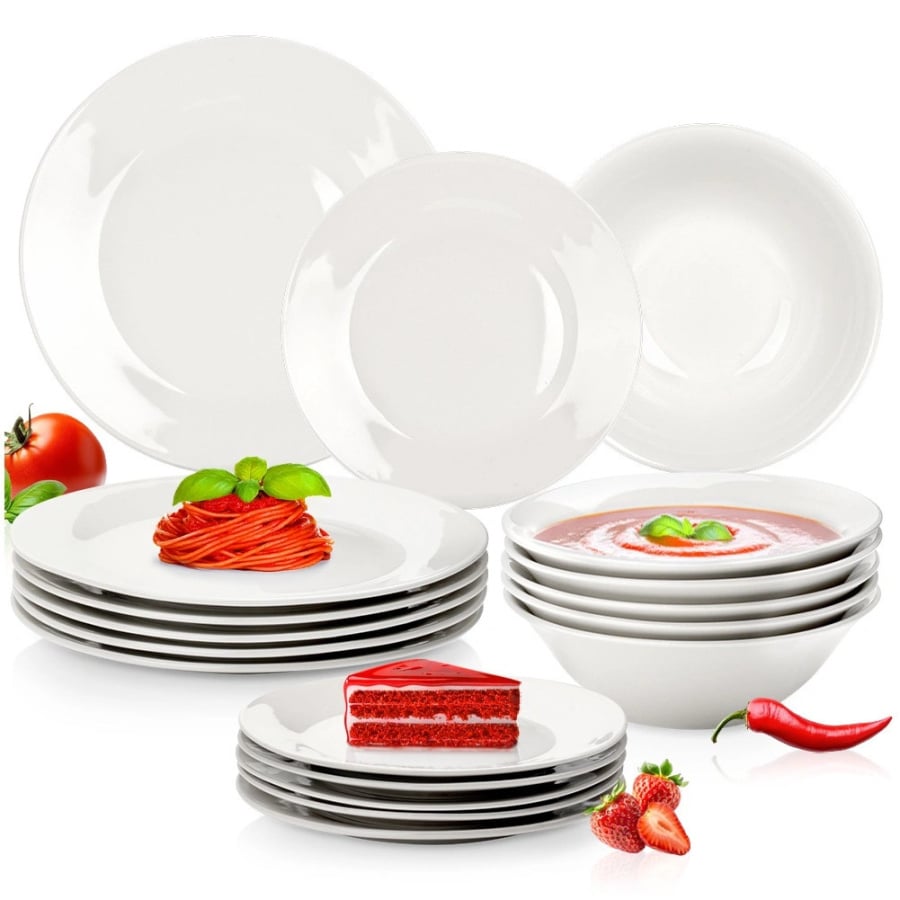 Zestaw serwis obiadowy porcelanowy biały 18 el. O-139845