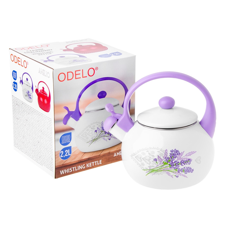 Czajnik ODELO AMELIO emaliowany 2,2L Lavender heart 1szt. DH-OD3031