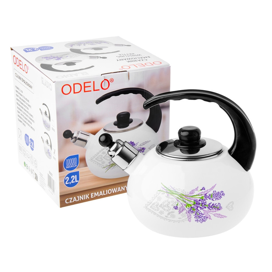 Czajnik ODELO ELADIO emaliowany 2,2L Lavender heart 1szt. DH-OD3027
