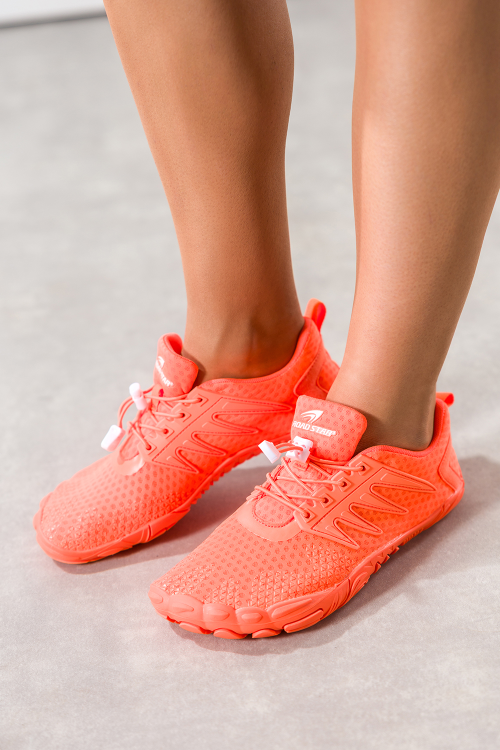 Pomarańczowe buty sportowe barefoot damskie na fitness szerokie elastyczna podeszwa elastyczne regulowane sznurówki Casu 7383D-4
