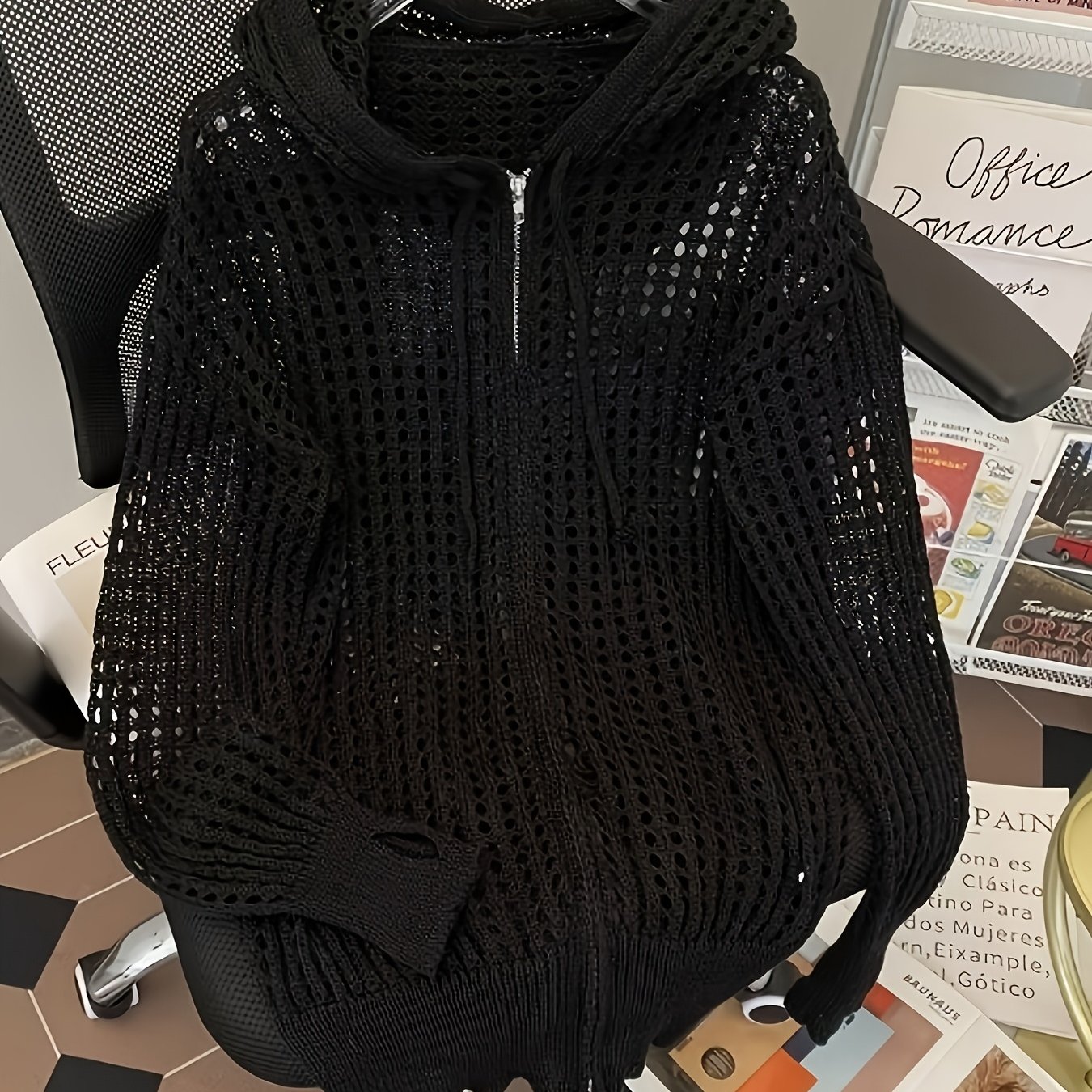 TEMU Lekki letni kardigan z kapturem z tkaniny Ice Fabric - oddychający, z wycięciami, luźny, unisex, gładki top, oddychająca odzież na zewnątrz,