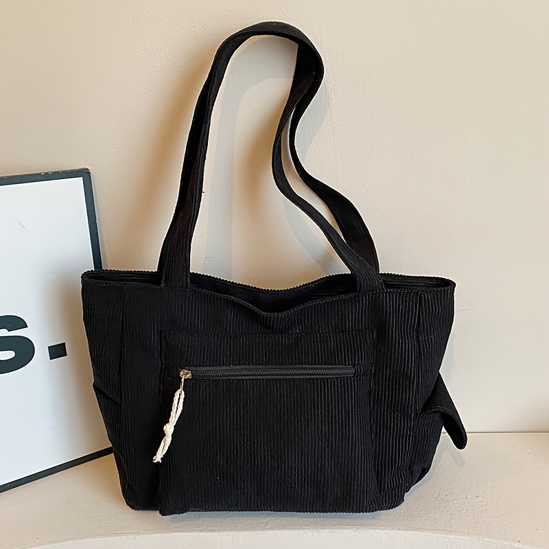 TEMU Torba Tote Damska, Vintage Modna Casualowa Prosta Trendowa Wszechstronna Sztruksowa Jednokolorowa Mini Torba na Ramię Damska, Torba Podpachowa