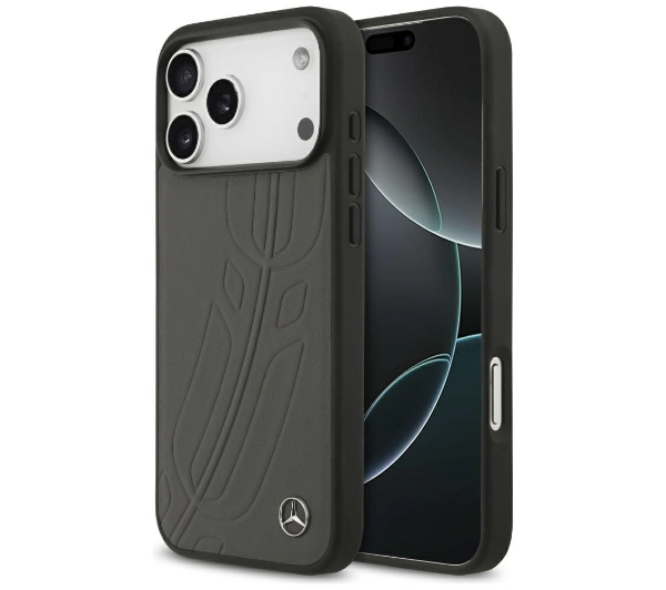 Mercedes-Benz Leather Large Laurel Leave MagSafe do iPhone 17 Pro Max antracyt