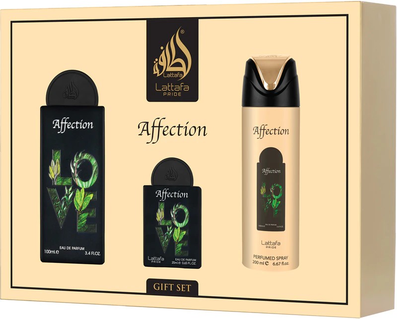 LATTAFA Pride Affection Zestaw Unisex Woda Perfumowana 100ml+20ml + Dezodorant + Atomizer