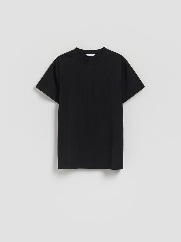 Reserved - Gładki t-shirt regular fit - czarny