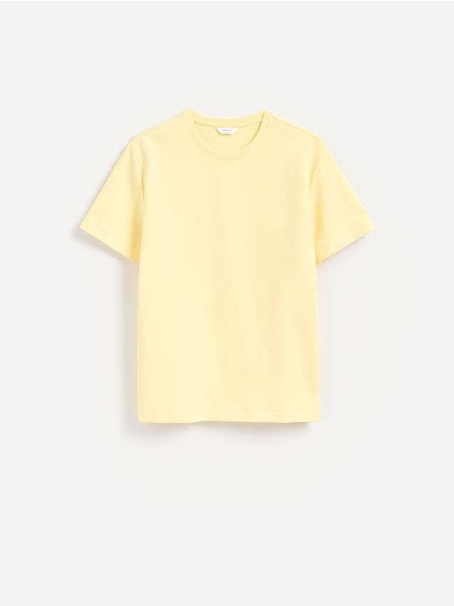 Reserved - Gładki t-shirt regular fit - żółty